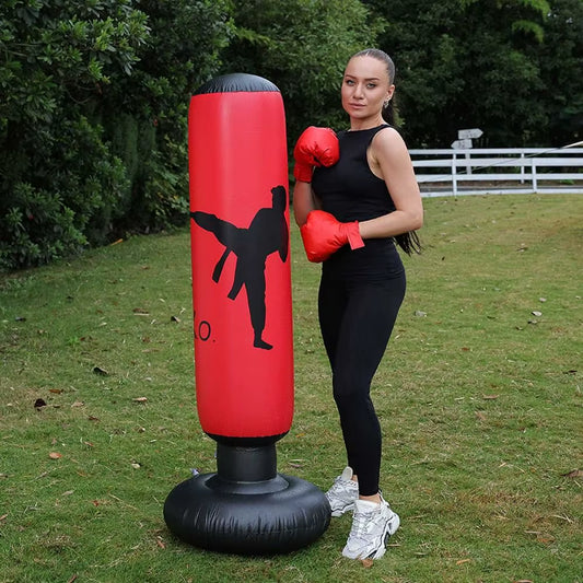 Portable PVC Inflatable Punching Bag Thickened Tumbler Design Free Standing Boxing Bag Bounce-Back Punch Bag Indoor Outdoor Play