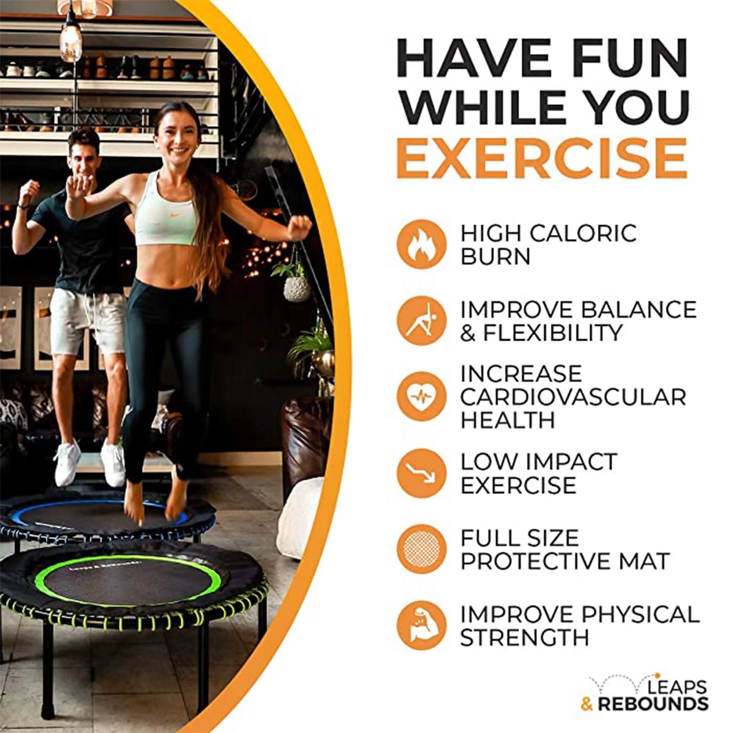 48" Mini Fitness Trampoline & Rebounder for Adults, Gray
