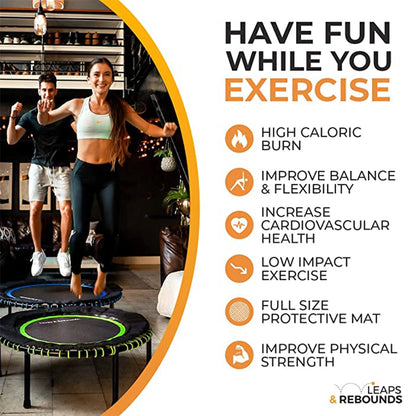 48" Mini Fitness Trampoline & Rebounder for Adults, Gray