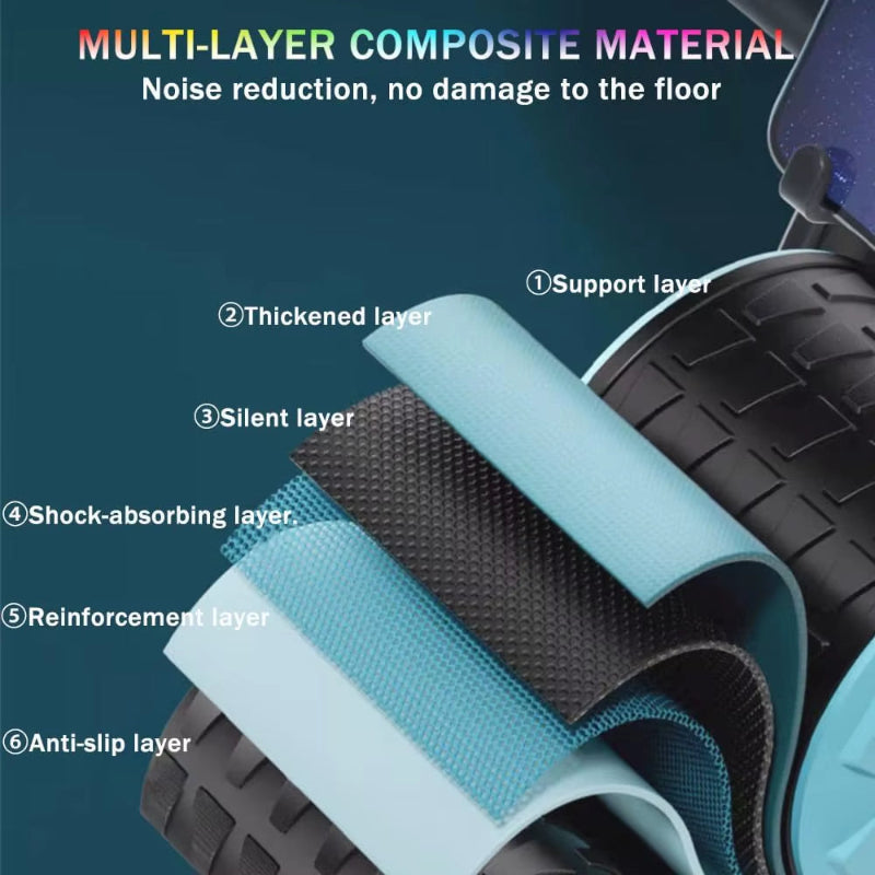 Ab Roller Wheel with Knee Mat Timer Automatic Rebound Abdominal Exercise Roller with Elbow Support for Women Men