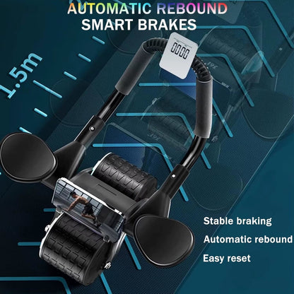 Ab Roller Wheel with Knee Mat Timer Automatic Rebound Abdominal Exercise Roller with Elbow Support for Women Men