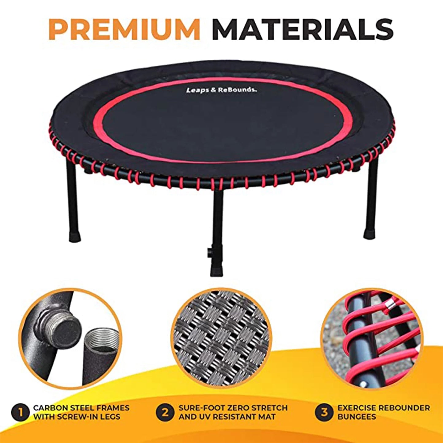 48" Mini Fitness Trampoline & Rebounder for Adults, Gray