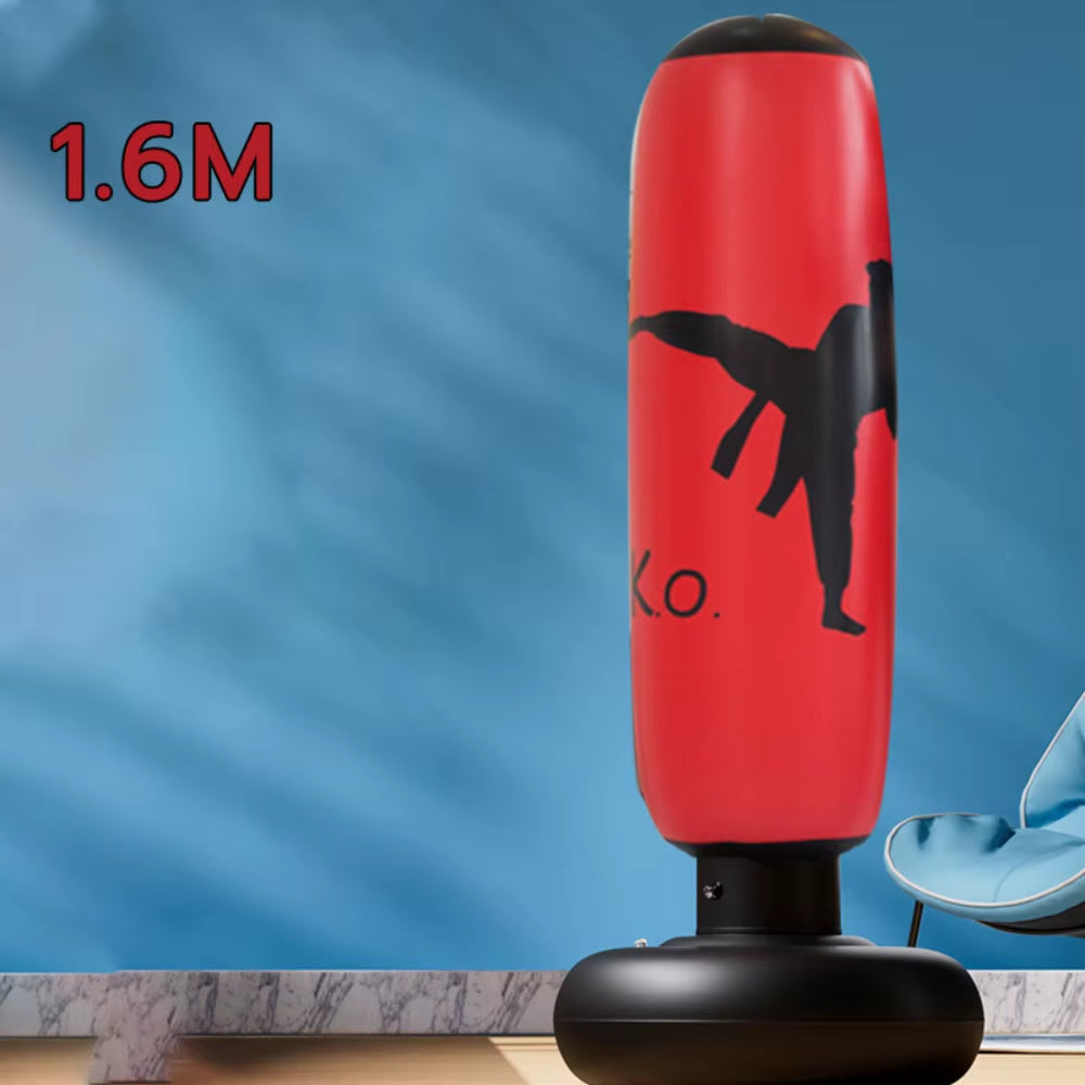 Portable PVC Inflatable Punching Bag Thickened Tumbler Design Free Standing Boxing Bag Bounce-Back Punch Bag Indoor Outdoor Play