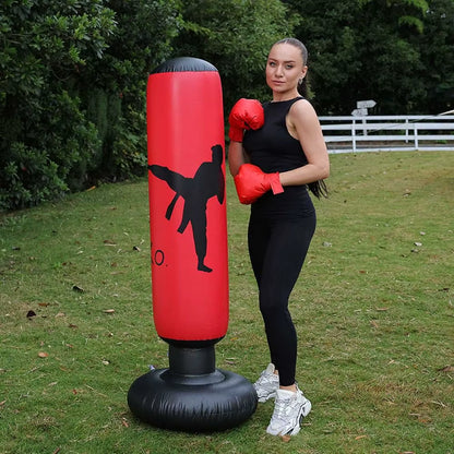Portable PVC Inflatable Punching Bag Thickened Tumbler Design Free Standing Boxing Bag Bounce-Back Punch Bag Indoor Outdoor Play