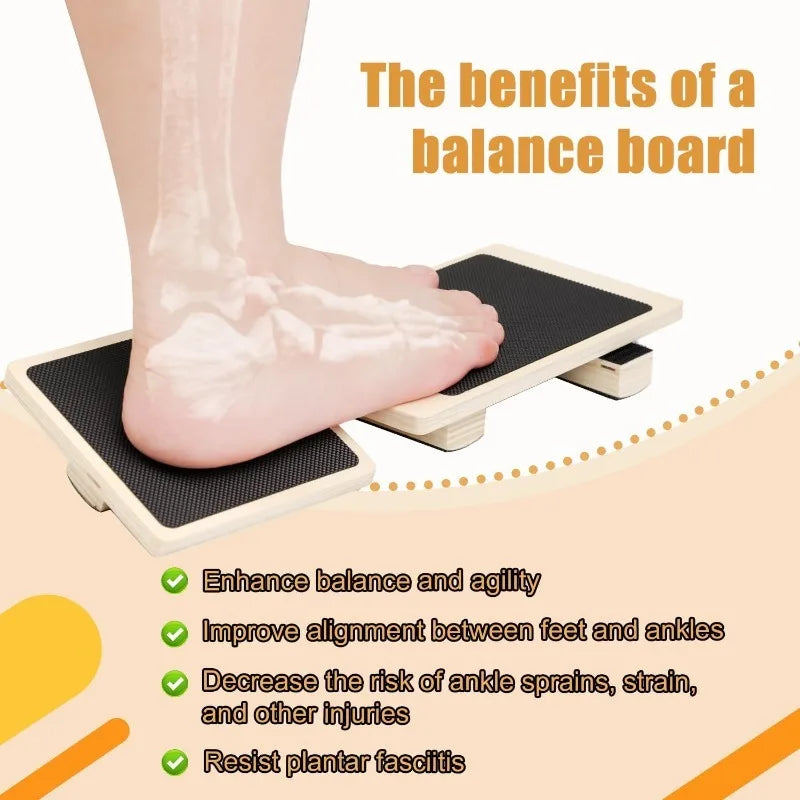 Single Leg Ankle Strengthener Wooden Foot Stretcher anti Slip Wobble Board Balance Posture Corrector Therapy Rehab Tool