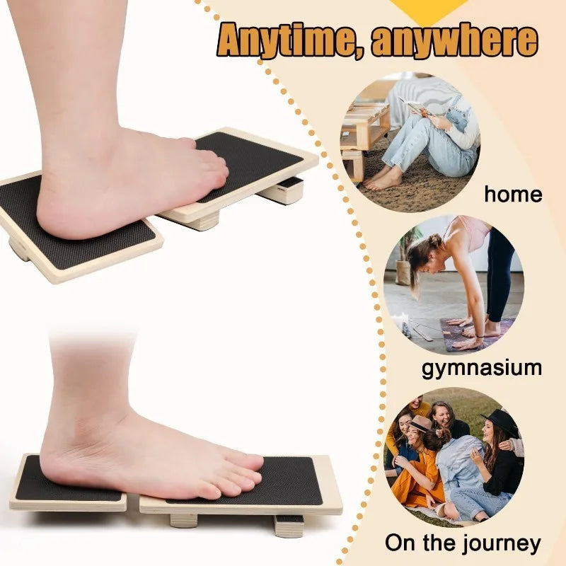 Single Leg Ankle Strengthener Wooden Foot Stretcher anti Slip Wobble Board Balance Posture Corrector Therapy Rehab Tool