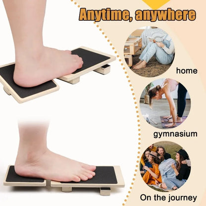 Single Leg Ankle Strengthener Wooden Foot Stretcher anti Slip Wobble Board Balance Posture Corrector Therapy Rehab Tool