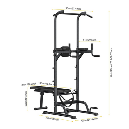 Multi-Function Power Tower & Pull-Up Dip Station (500 lbs Capacity)