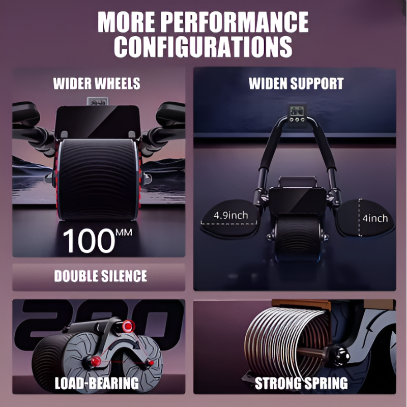 Smart Rebound Abdominal Roller with Timer & Dual Support