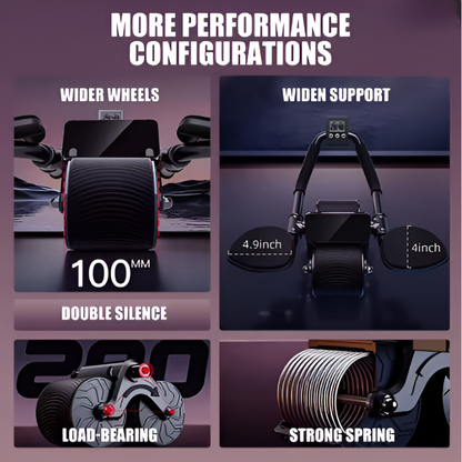 Smart Rebound Abdominal Roller with Timer & Dual Support